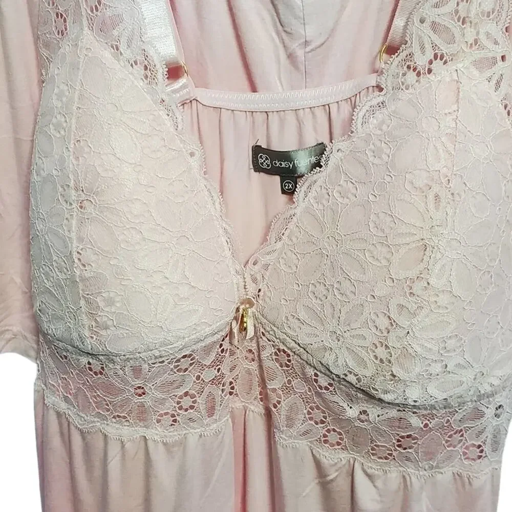 Daisy Fuentes Womens‎ Pink Lace Top babydoll Cami Boxer Set Plus Size 2X NEW